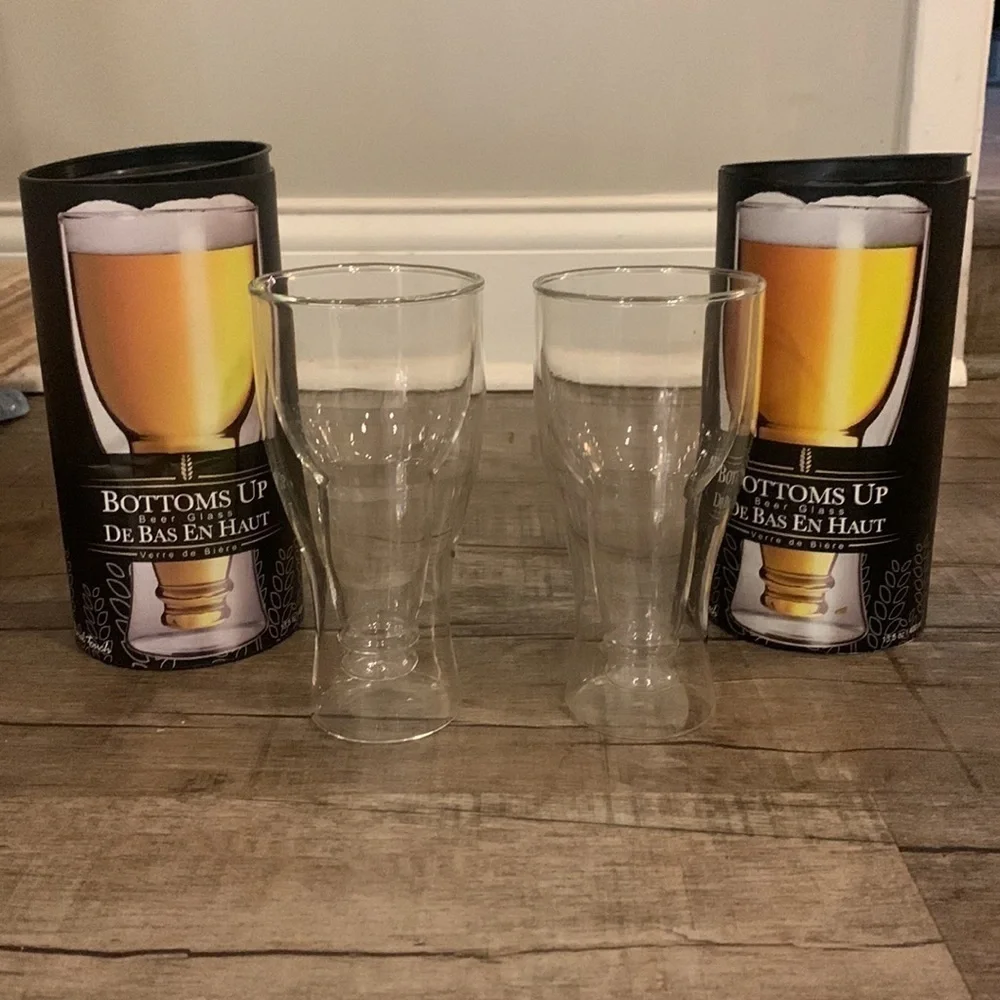 Final Touch Bottoms Up Beer‎ Glass Set of 2